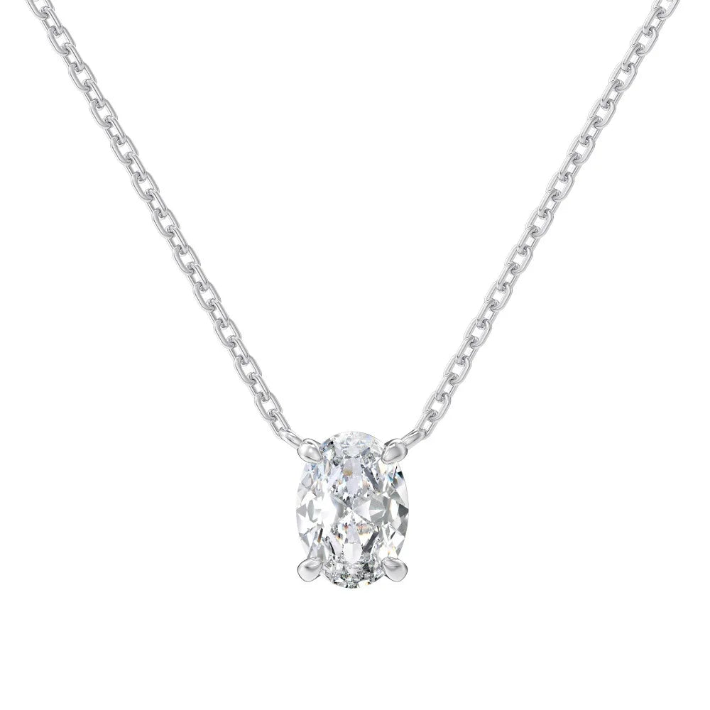 KUTPFC Moissanite Solitaire Oval Pendant Necklace Women