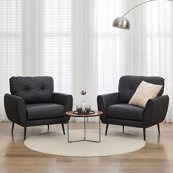 Zhiyong Accent Chairs Set of 2 Faux Leather Tufted Modern