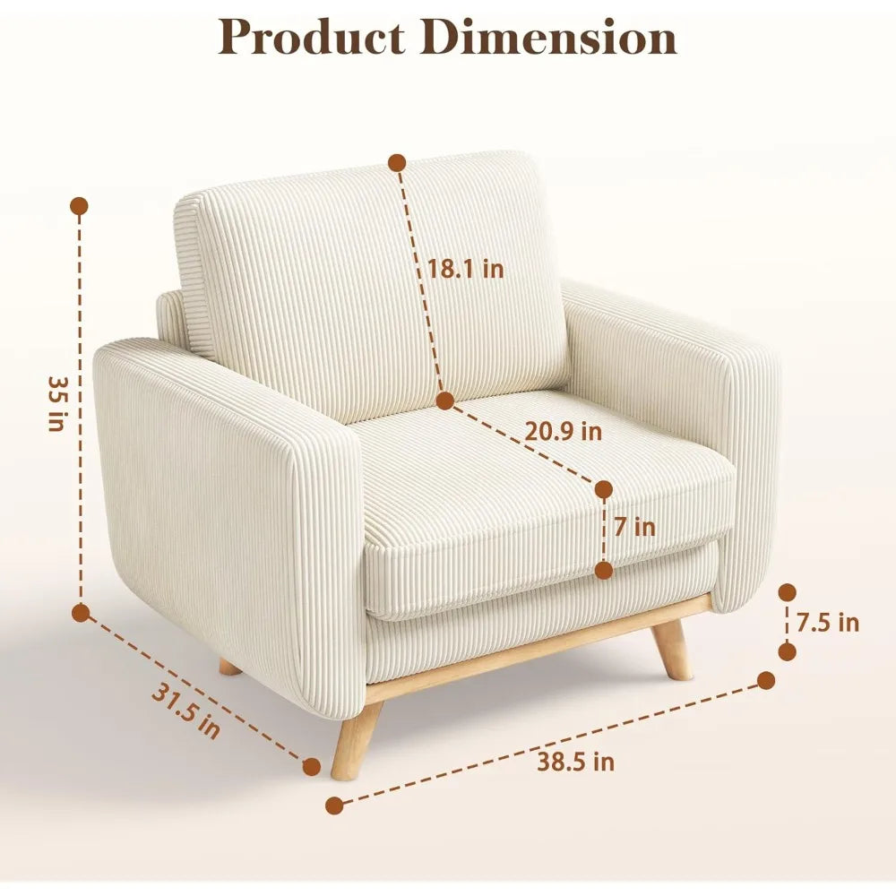 ANGDUO Corduroy Accent Chair Upholstered Armchair Modern