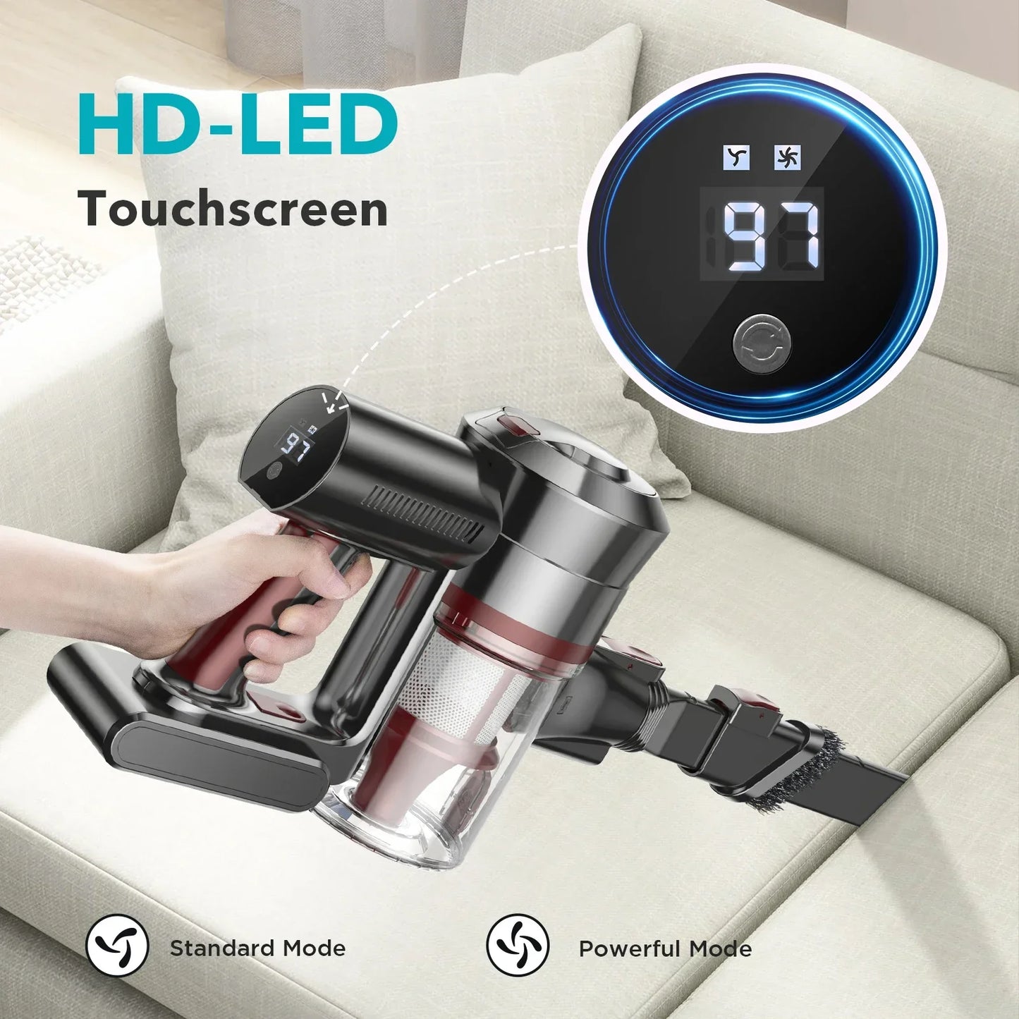 ORGPEK Cordless Vacuum Cleaner, 38000PA/450W 50min 2500mah for Home Pet Hair Carpet Wood Floor