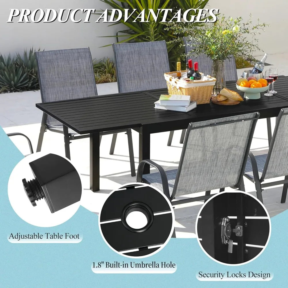 RBXC Outdoor Expandable Aluminum Patio Table For Eight