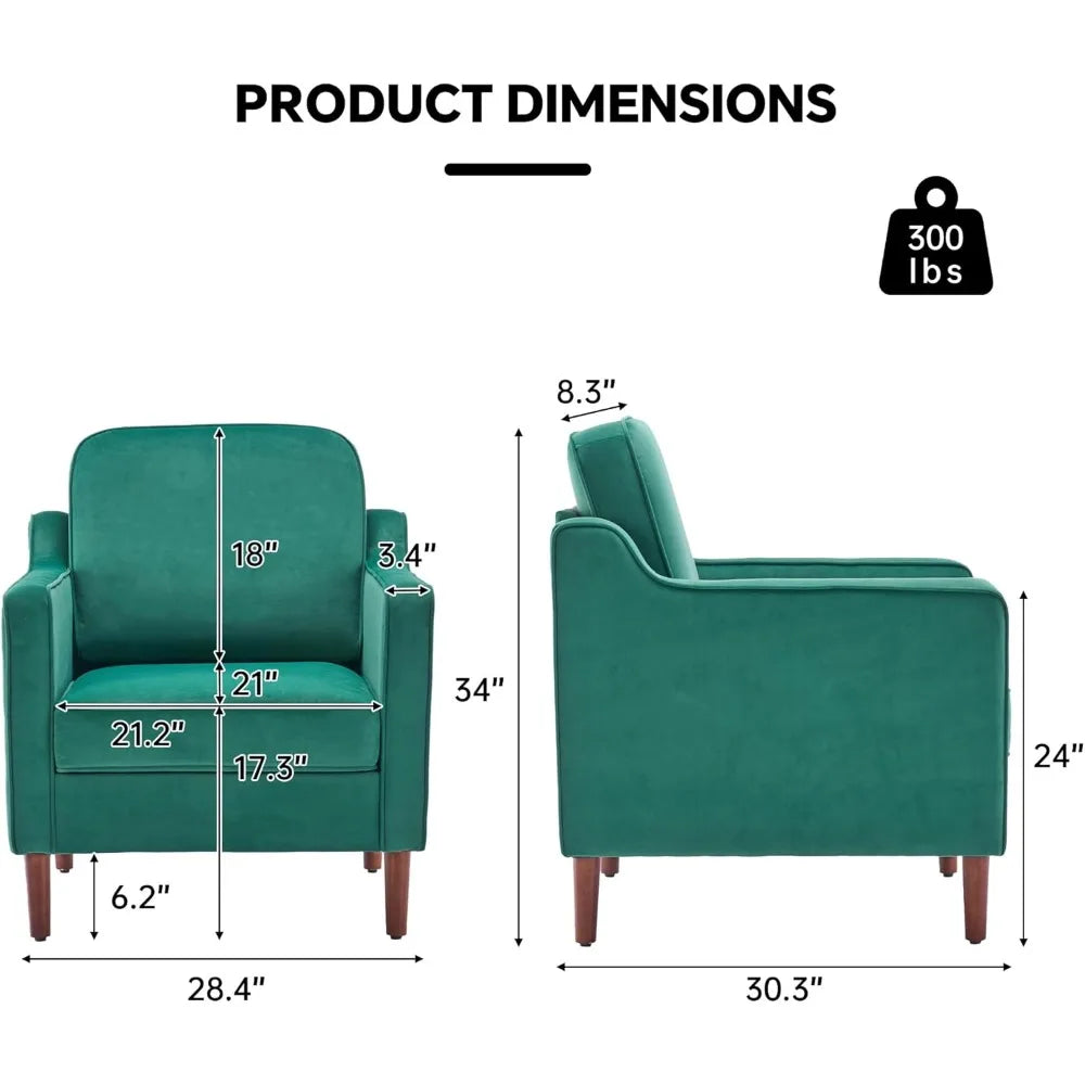 DAFIFY Mid Century Modern Velvet Accent Reading Armchair
