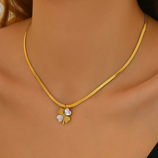 Lxalry 18K Gold Plated Double Luck Clover Necklace