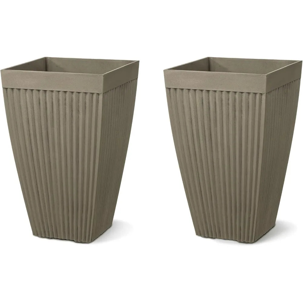DAFIFY Set of 2 Garden Outdoor Planter Pots Faux Concrete