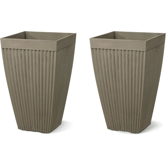 DAFIFY Set of 2 Garden Outdoor Planter Pots Faux Concrete