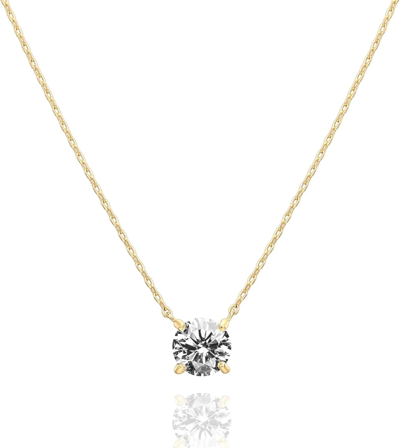 PAVOI Crystal Solitaire Cubic Zirconia Choker Necklace