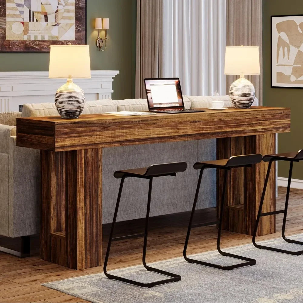Farmhouse Console Table 63 Inch Long Narrow Sofa Table Behind The Couch Wooden Rectangular Entryway Table for Entrance