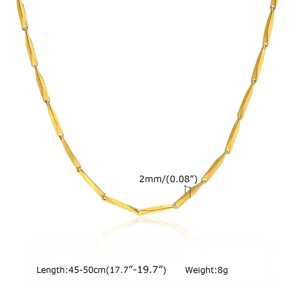 18K Gold Plated Punk 2mm Chain Necklaces 925 Sterling Silver Hiphop/Rock Link Chain Jewelry For Women Girl Gifts Ships from USA